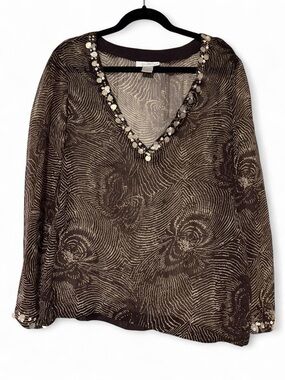 Vintage Spiegel sheer blouse with sequin trim
